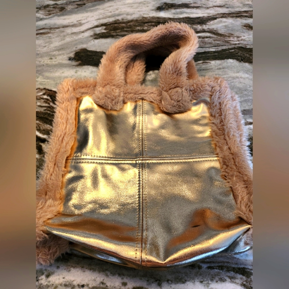 Faux Fur Gold Tote